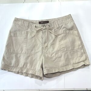 Lee Riveted Women’s Tan Khaki Denim Casual Summer Shorts Drawstring Size 10